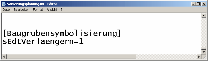 Baugrubeneinstellung