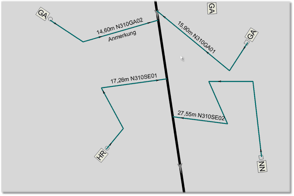 Beschriftungsbeispiel für Hausanschlussleitungen
