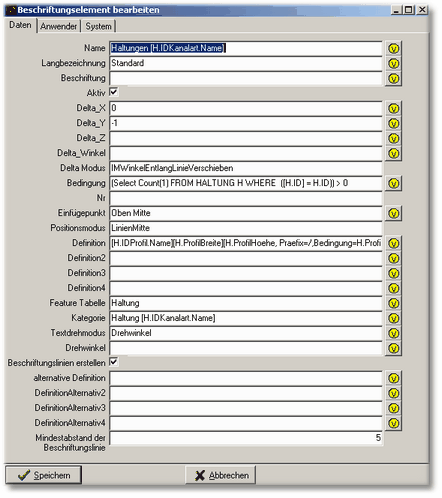 Hauptbeschriftung an der Haltung