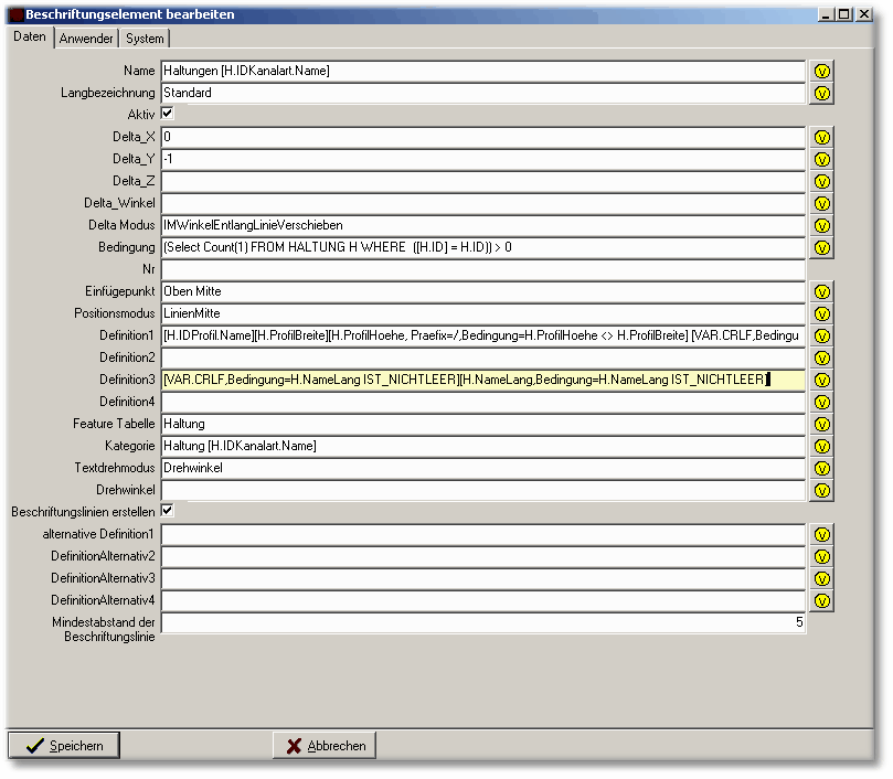 Wenn eine Anmerkung vorhanden ist, wird diese in eine eigene Zeile geschrieben.