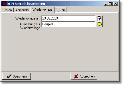 Daten zur Wiedervorlage