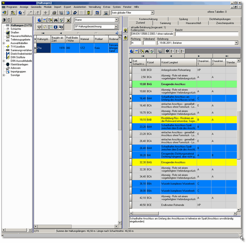 Darstellung nach der Bewertung wenn in Einstellung / Zustandsbewertung / ATV eiingestellt ist