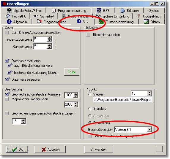 GIS Version kontrollieren