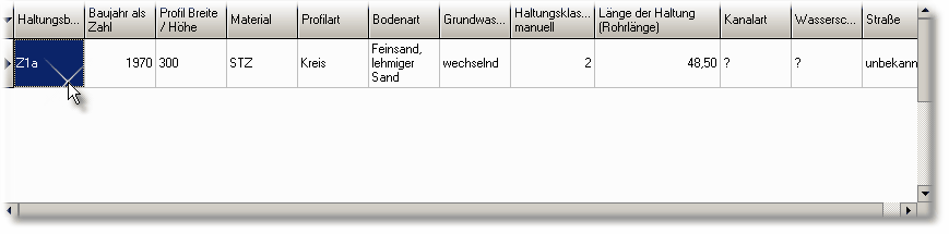 Sachdaten der Beispielhaltung