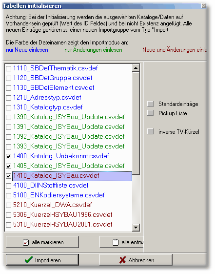 ISYBauKennungImport1400KatalogISYBauUpdate