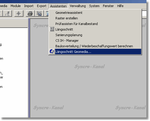 Aufruf des Längsschnitt Assistenten