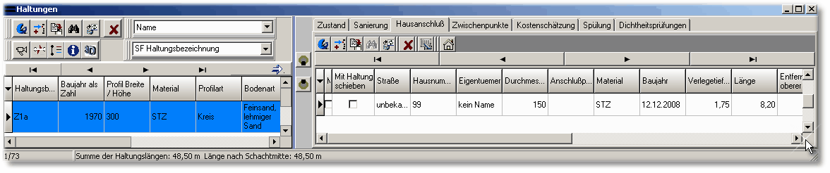 Die Leitung wurde als Detail zur Haltung erstellt, da so die Leitungslänge schneller festzusetzen ist.