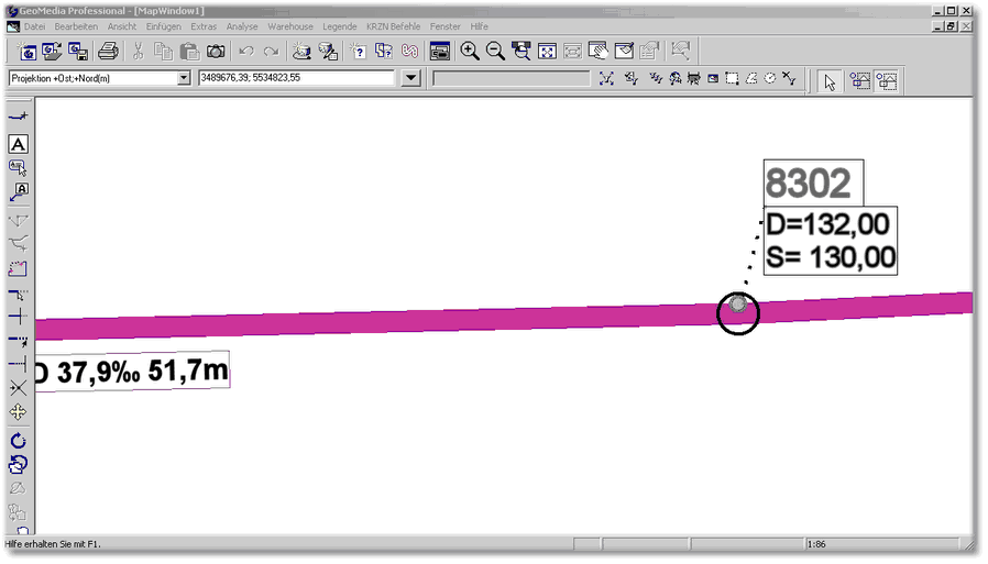Ansicht in Geomedia vorher
