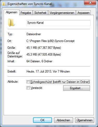 Die Attribute "Schreibschutz" können in der Regel nicht direkt bearbeitet werden