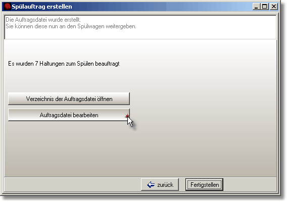 SpuelgebietAuftragsdateiSchreibenErgebnisseite