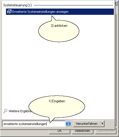 Aufruf der Systemeigenschaften