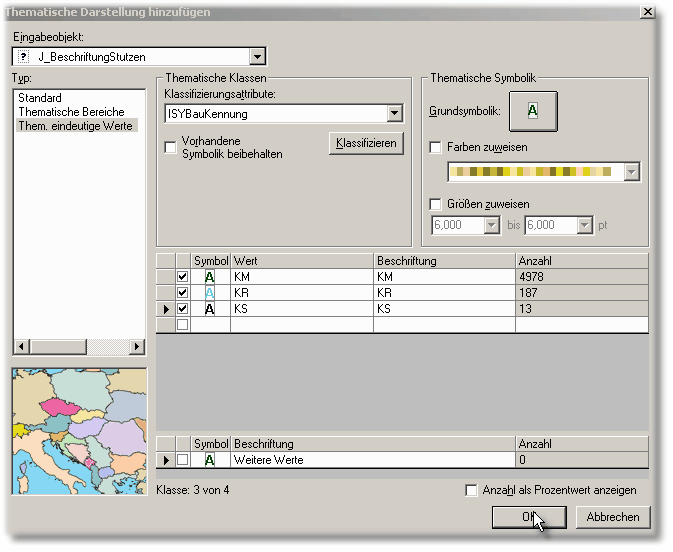 Hinzufügen einer Thematischen Legendendarstellung von Stutzenbaschriftungen nach Kanalart