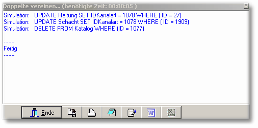 Eine Haltung und ein Schacht würden geändert und der Katalogeintrag wird gelöscht