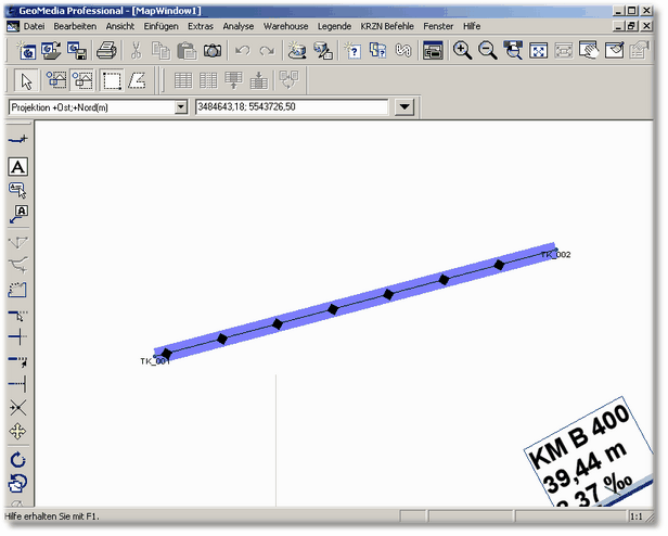 Die Trinkwasserleitung verknüpft zwischen Knoten TK_01 und TK_02
