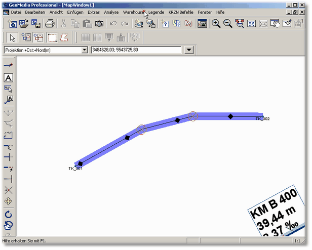Durch Importieren der Armaturen als Ecken wird der Leitungsverlauf angepasst